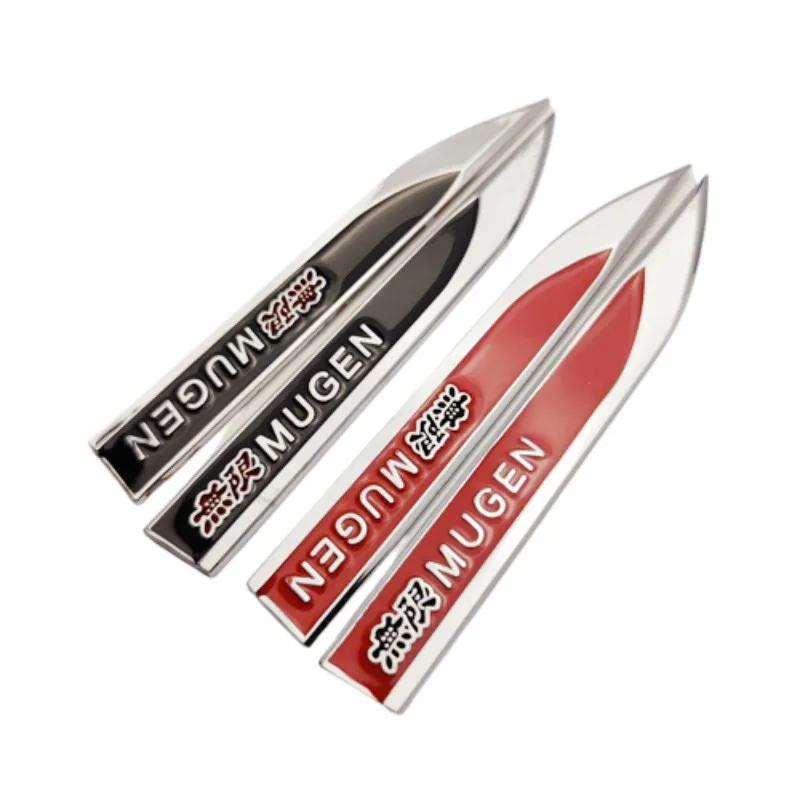 FIQ1 1Pairs 3D Metal Mugen Side Fender Emblem Badge Sticker Car Body Styling Accessories For Honda Civic Odyssey Accord CR-V FIT City