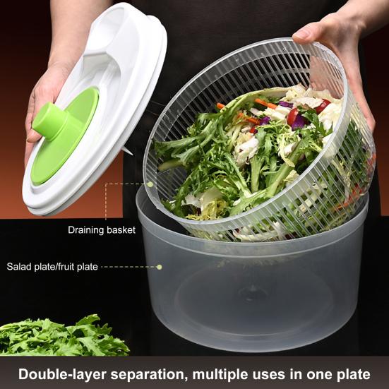 Центрифуга для обжарки салата, овощей, фруктов, миска для мытья салата, большая емкость, без BPA, двухслойная, съемная, ручная центрифуга для обжарки салата