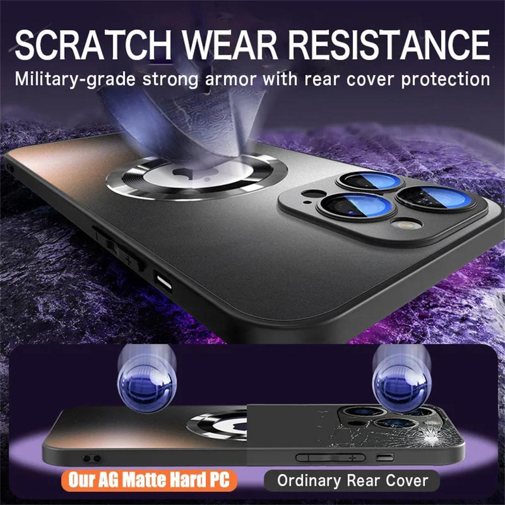 AG Frosted Glass Magnetic Phone Case For 16 15 Pro Max 14 13 12 11 For Magsafe Wireless Charging Plain Cover