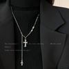 Four-star Zircon Cross Fringed Necklace Women's Niche Design Sweater Chain Spice Girl Sweet Cool Wind Sweater Chain