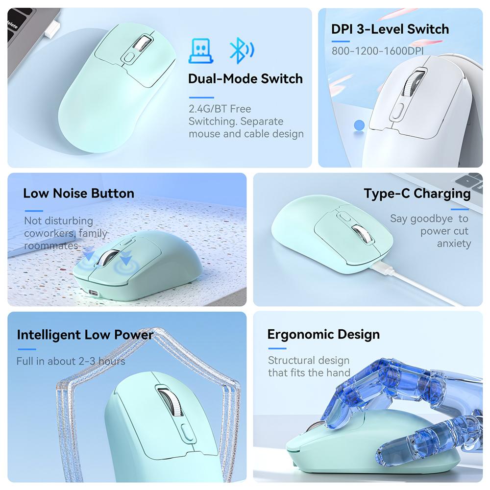 Slient Business Mouse bluetooth Rechargeable Silent Click Mouse Wireless 2 4g Silenzioso Mouse Per Computer
