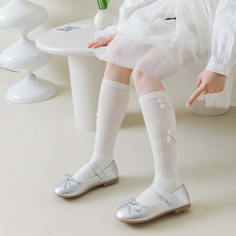 Girls Plaid Bow Knee High Socks 1-12 Years Old Princess JK Uniform Match Cotton Mid Tube Socks For Kids