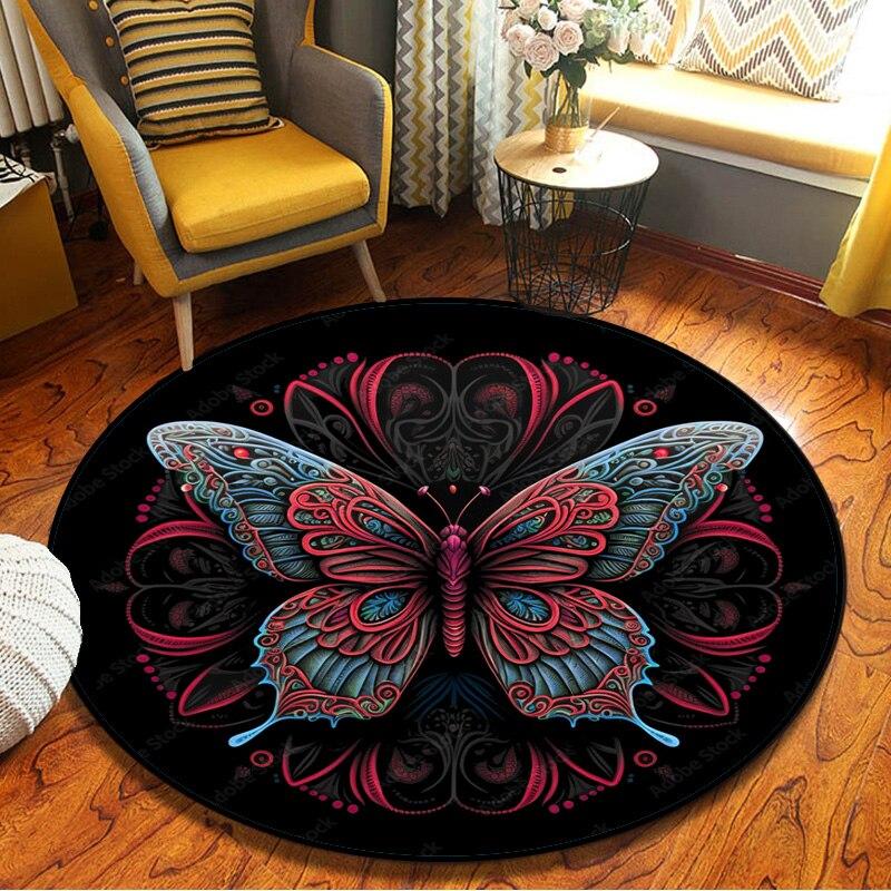 Круглый ковер с геометрическими символами «Цветок жизни», священный духовный прикроватный коврик для спальни, нескользящий напольный коврик, домашний декор для гостиной, ковер