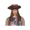 Chapeau Tricorne Pirate Simili Cuir Avec Cheveux Pour Adulte - Marron