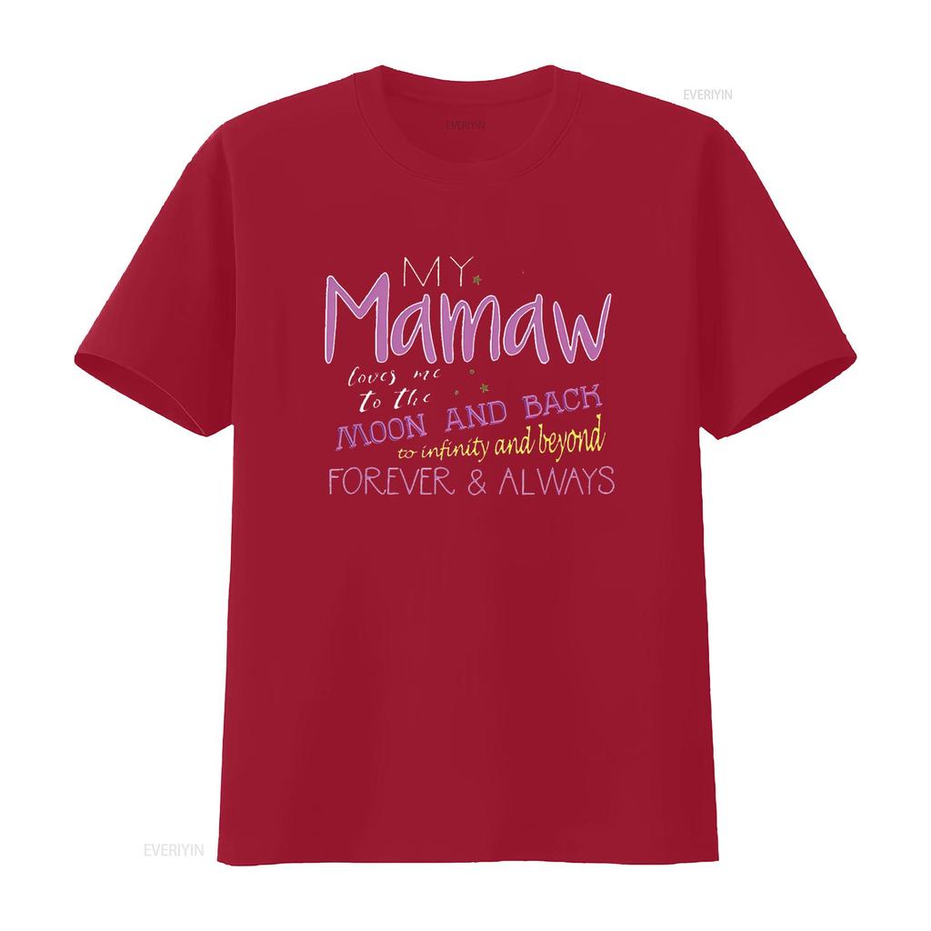 Unisexs My Mamaw Loves Me To The Moon And Back Infinity T Shirt vintage Washed Stylish Versatile Slightly graphic streetwear