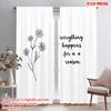 2pcs 2D Flat Printing Curtains Floral Motivational Quote 100% Polyester Without Electricity Holiday Decorations Perfect for
