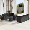 11-Piece Garden Sofa Set with Black Cushions Woven Rattan Acacia 3361719