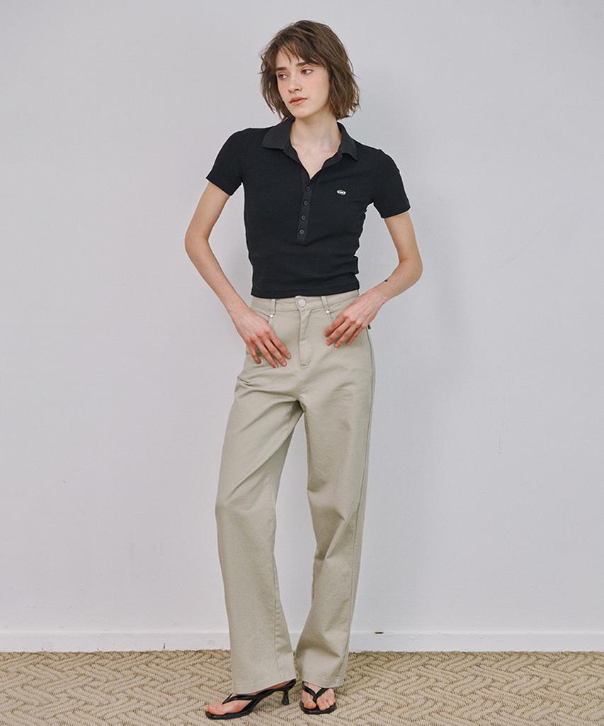 MARROT Slim Button Collar T-Shirt_Black