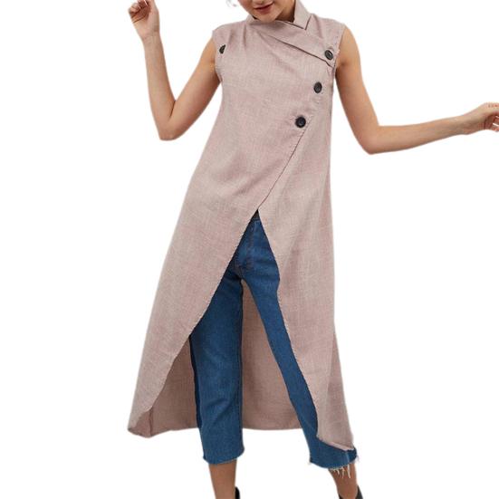 Женская длинная рубашка с крестом, асимметричная летняя однотонная однобортная туника, уличная одежда