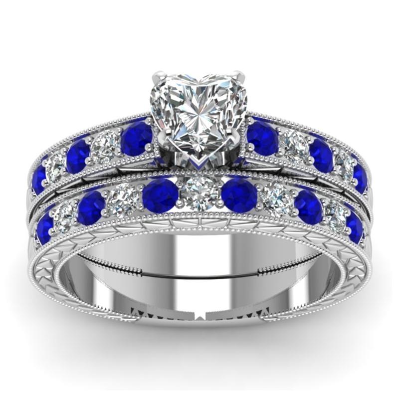 2 шт./компл. изысканный комплект колец в форме сердца, очаровательное белое кольцо с цирконом для женщин, обручальное кольцо, ювелирное изделие, подарок