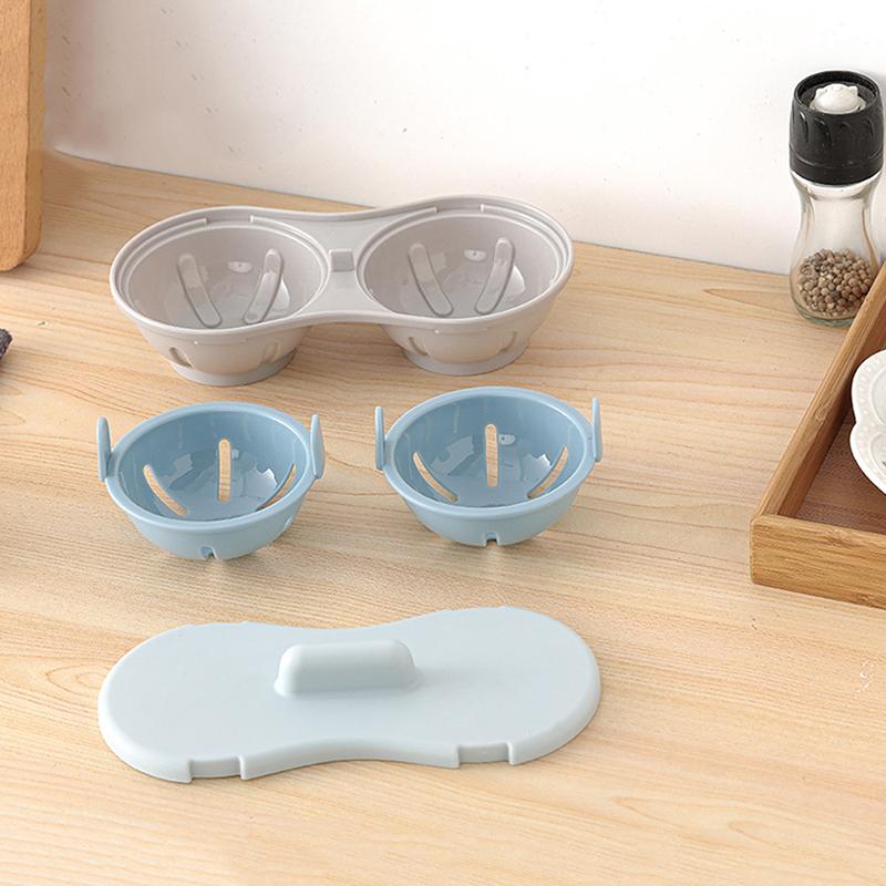 Microwave Double Egg Poacher Maker Poached Eggs Cooker Steamer Dishwasher Heat Resistant Microwave Egg Poacher Kitchen Gadget
