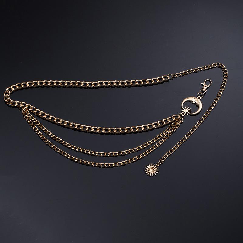 Атмосферная металлическая поясная цепочка, женский регулируемый пояс для платья, многослойный премиальный цепной ремень.