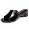 Slippers Female Summer Fashion Heels Slides Shoes For Girls Red Sexy Pu Soft Leather Comfortable Sandals Woman