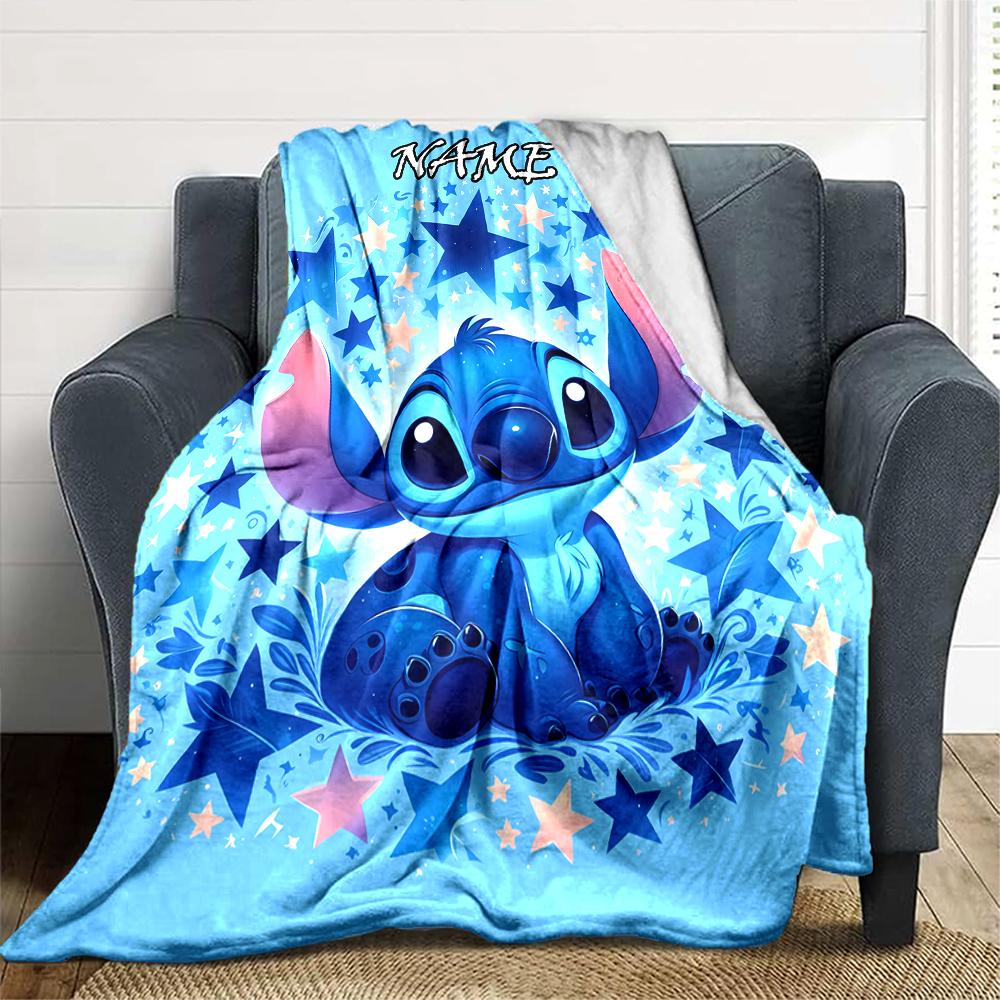 Customiz Name Personality Stitch Blanket Soft &Warm Sofa Office Bed Travel Lunch Break Blanket, Gift Suitable All Seasons
