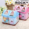 Cute House Shape Piggy Bank with Key Lock Coin Safe Storage Box House Coin Box Christmas Gift
