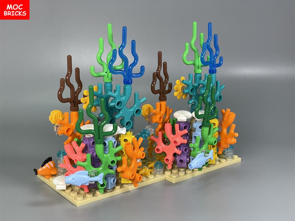 Конструктор MOC Морские животные Водные растения Тюлень Морская звезда Коралл Ракушка Игрушки Для Детей Развивающие Строительные Блоки Пластиковые Игрушки