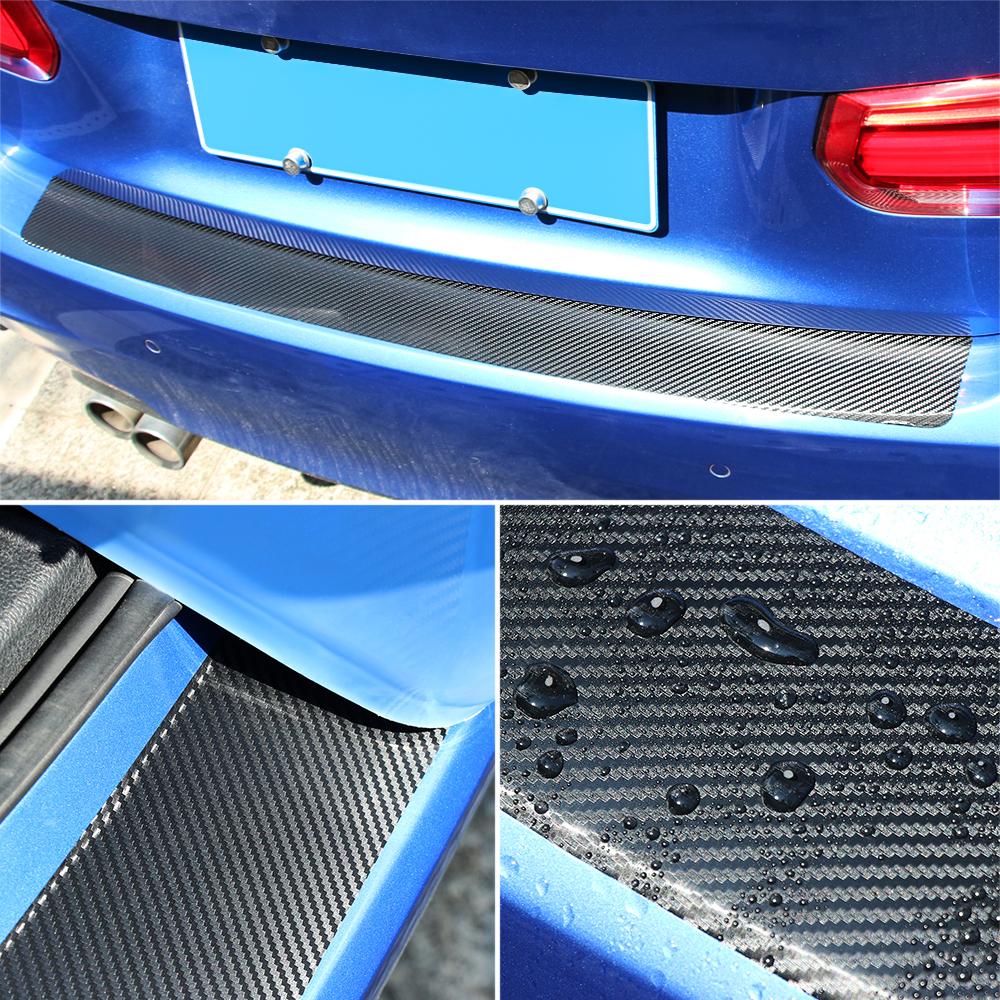 Наклейка для защиты от ударов на двери автомобиля, пленка против царапин, накладка на задний бампер автомобиля, порог багажника автомобиля, 3D-наклейка с полосой из углеродного волокна