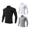 Мужской спортивный топ 3D Slim Fit с высокой эластичностью и воротником-стойкой, быстросохнущий, с длинными рукавами, облегающий, компрессионный, для коррекции фигуры, для бега, баскетбола, спортзала