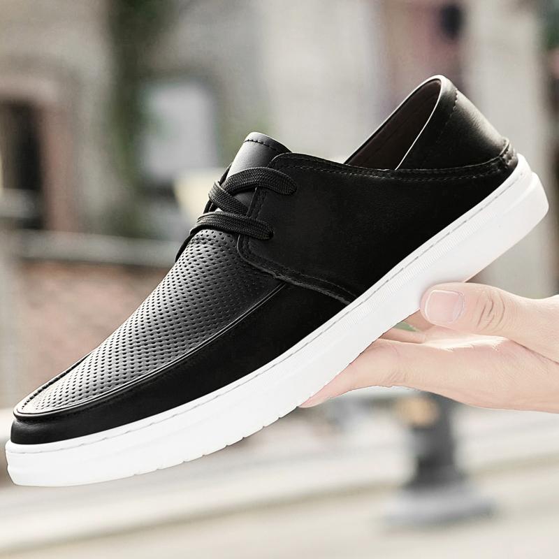 Genuine Leather Men Casual shoes lace up Comfortable Lightweigh Footwear Breathable Slip on Male Leather Shoes Zapatos Hombre