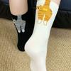Socks Women's Cute Funny Cat Ins Korean Mid-tube Sleeping Socks Creative Combed Cotton Mid Tube Socks Woman 2025 New Year Gift