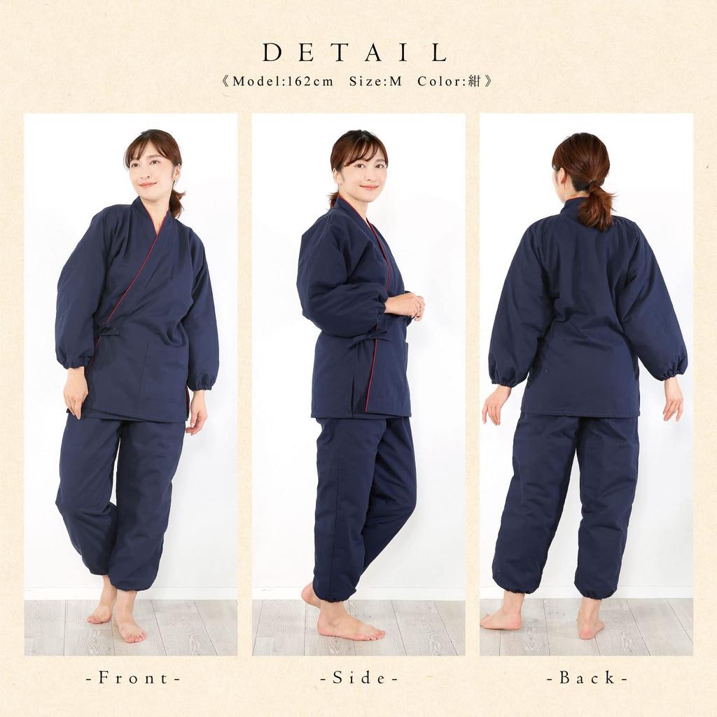0820 Women's Winter Samue Kimono, Extra Warm, Fleece, Quilted Fill, Warm Lining, Thick, Warm, Workwear, Loungewear [1: Navy/LL Size]