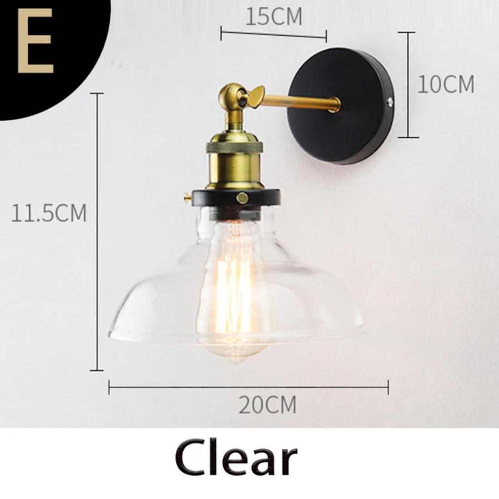 New Stylish Retro Vintage Industrial Loft Wall Sconce with Clear Glass Shade and Metal Triangle Oval Design - Vintage Industrial