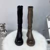 Long Boots Autumn High Tube Thick Sole Heightening Women's Boots Rear Zipper Women's Leather Boots