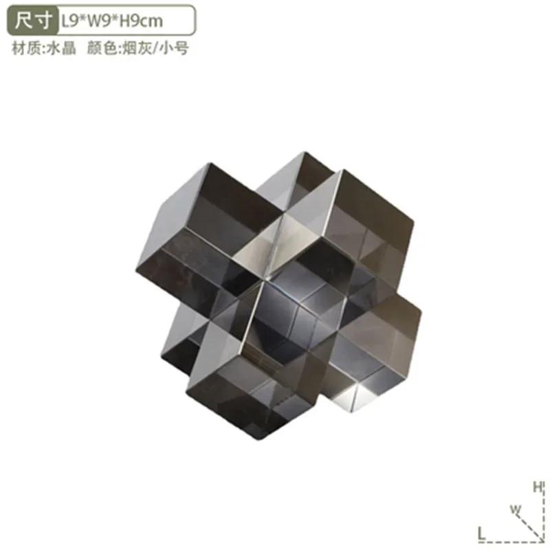 Minimalism Cross Crystal Ornaments Transparent Geometric Square Crystal Statue Desk Decoration Frosted Glass Crafts Sculpture