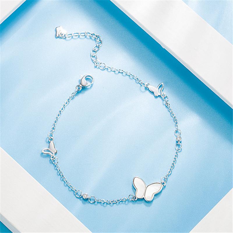 Tassel Chain White Shell Butterfly Charm Bracelet for Women Girls Elegant Party Wedding Birthday Fashion Jewelry