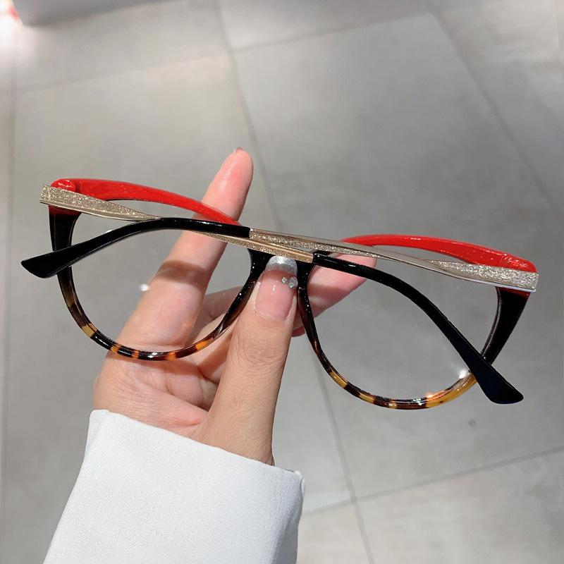 Anti Blue Light Optical Big Glasses Women Cat Eye Vintage Luxury Brand Designer Myopia Prescription Double Color Eyewear Frame