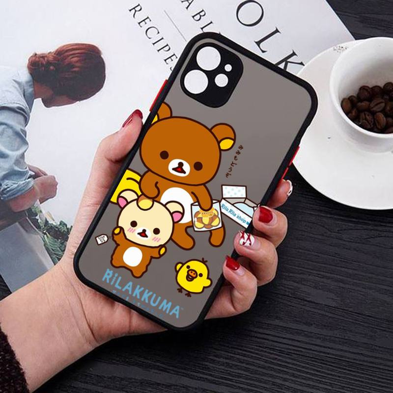 Чехол для телефона Rilakkuma для iPhone X XR XS 7 8 Plus 11 12 13 pro MAX 13mini, полупрозрачный матовый чехол