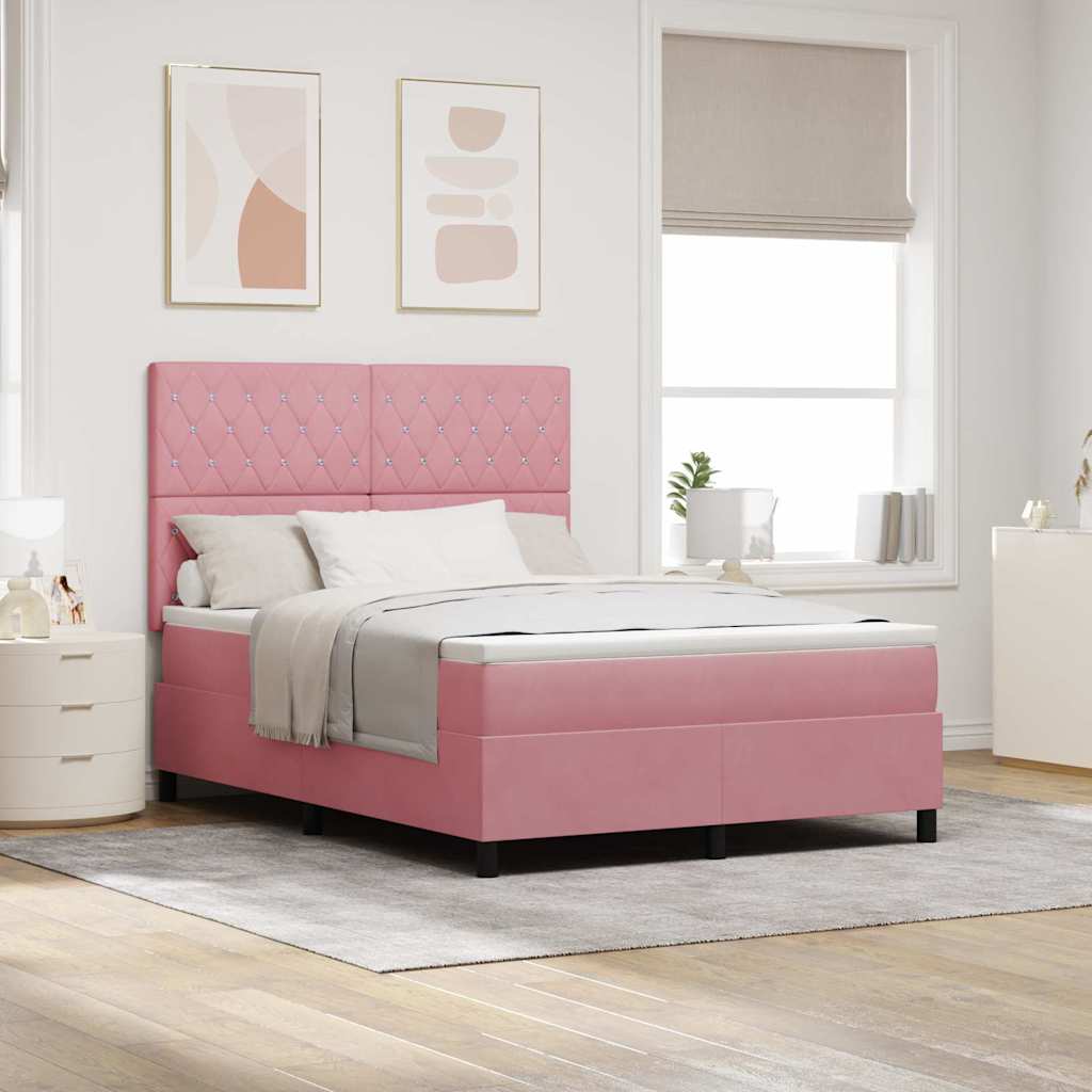 Boxspring Bed with Mattress and Headboard Pink 160 x 200 cm Velvet