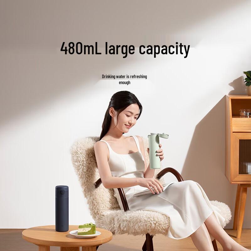 Термокружка Mijia 480 мл из нержавеющей стали 316L с откидной крышкой