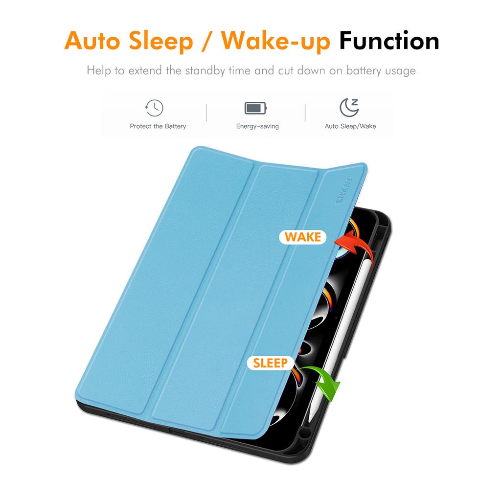 ENKAY HAT PRINCE Для iPad Pro 11 (2024) Трехсекционная подставка Чехол для планшета ПУ кожа+ТПУ Смарт-обложка с держателем для карандаша