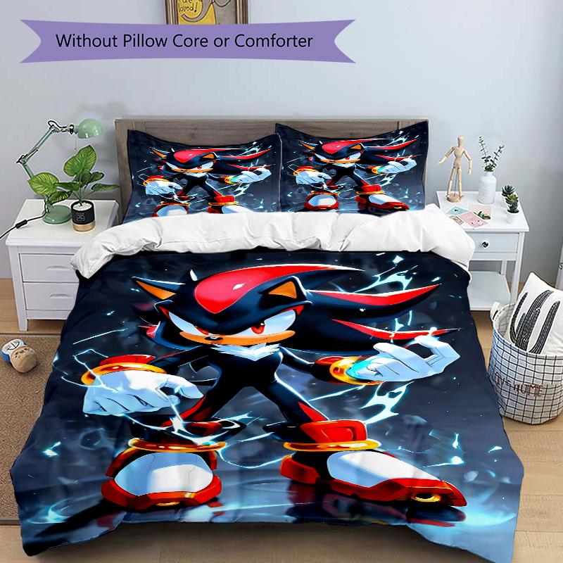 3Pcs Shadow Hedgehog Bedding Set Quilt Cover Pillowcase Home Christmas Xmas Halloween Gift 1 Duvet Cover 2 Pillowcase M929487