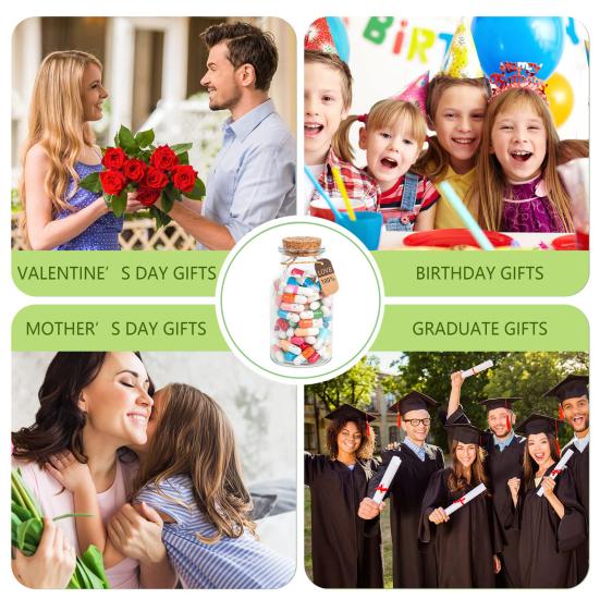 Стеклянная бутылка с капсулами. Капсулы с любовными записками своими руками в бутылке. Набор капсул с секретным посланием. Подарок на день рождения ко Дню святого Валентина.