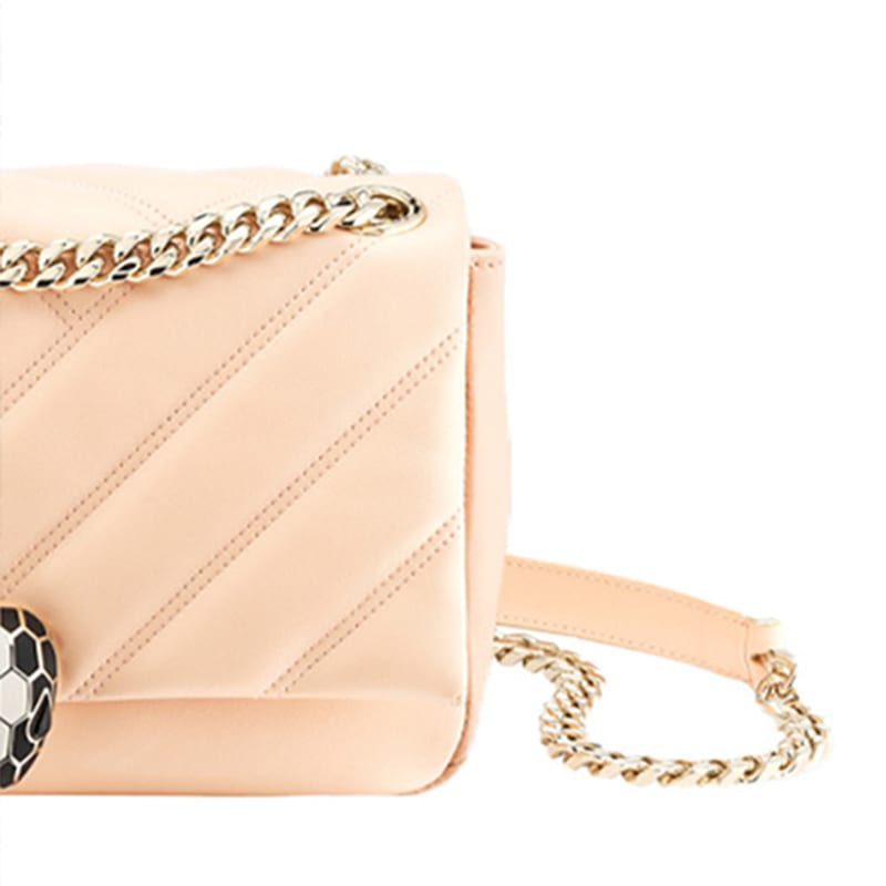 BVLGARI Serpenti Cabochon Pattern Crossbody Bag, Shoulder Bag Women's Peach 290612