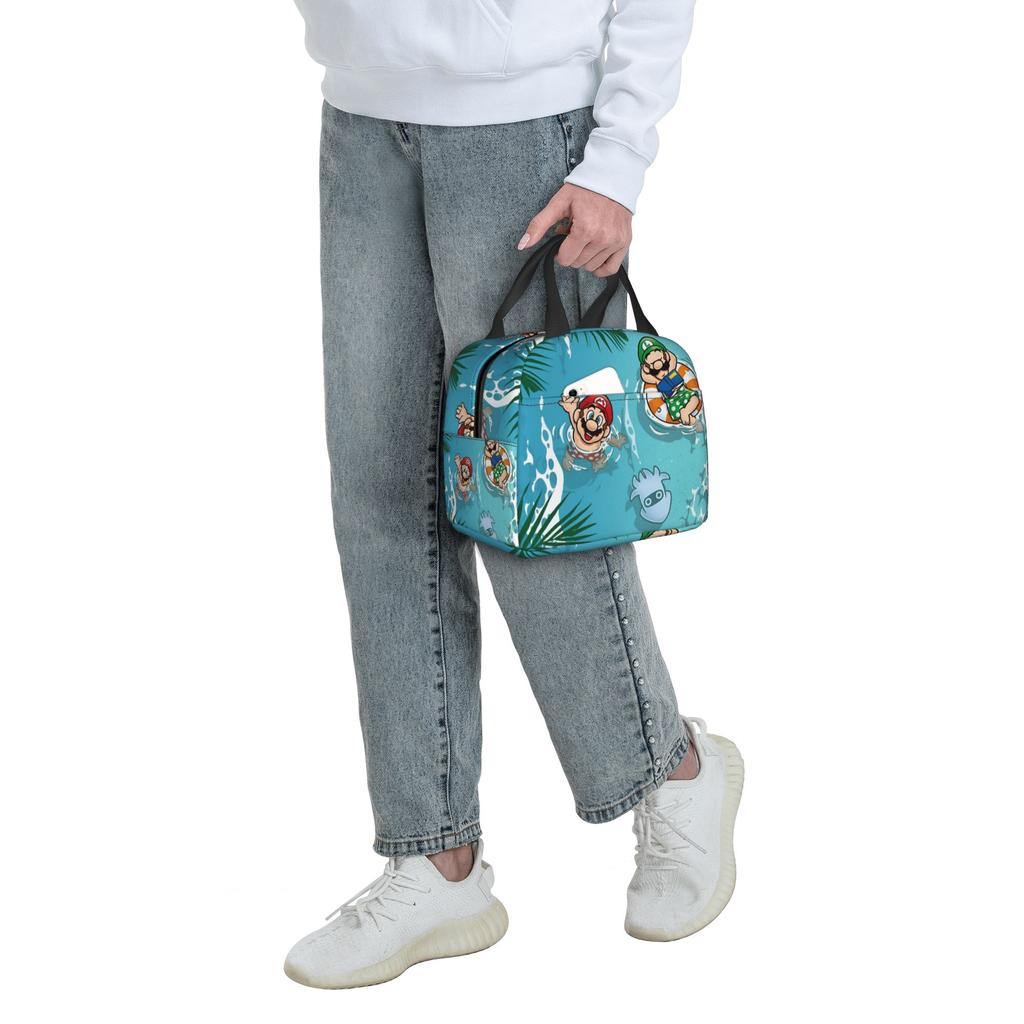 Custom M-Marioed Insulated Lunch Bags for Outdoor Picnic Cartoon Leakproof Thermal Cooler Lunch Box Unisex