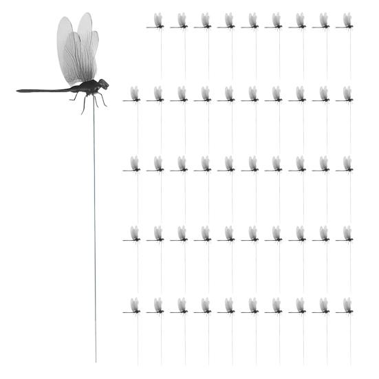 Садовые колышки Стрекоза 3D Большие колышки Стрекоза Вставка для кашпо Украшение стрекоза с палочкой для помещения улицы Оконный ящик Балкон