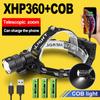 1000000LM XHP360 Powerful LED Headlamp USB Rechargeable Head Flashlight High Power LED Headlight 18650 Head Lamp Fishing Lantern