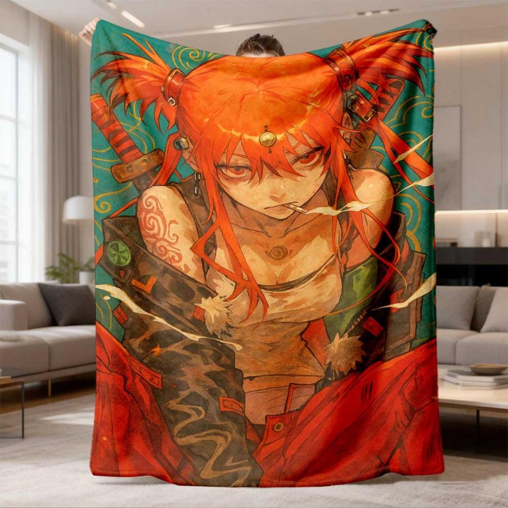 1pc Anime Character Flannel Blanket | UltraSoft, Warm, Machine Washable, All-Season Comfort for Sofa, Bed, Travel, Camping, Living Room, Office, Vibra