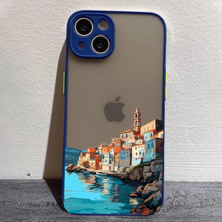 Модный Чехол для Телефона с Пейзажем Для iPhone 14Plus 15 11 12 Pro Max 13 XR XS X 8 7 SE20 Ручная Роспись Жесткий Матовый Чехол-Ракушка