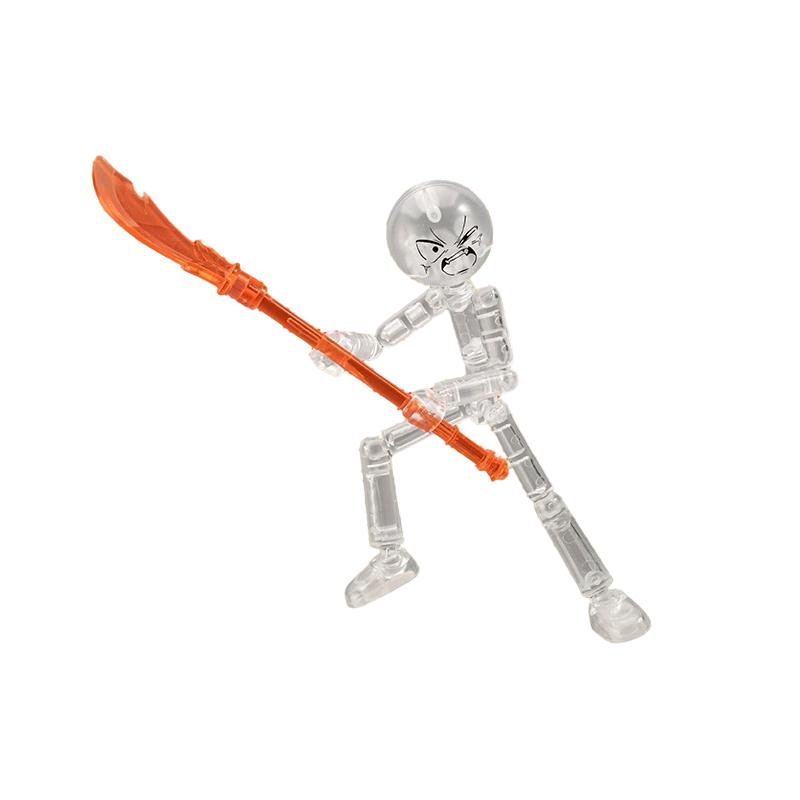 Cute Stickman Fighter Toy Joint Movable Doll Figurine Stress Relieving Small Toy Trendy Toy Ornament Home Decoration