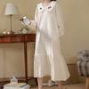 Nightdress Women Sweet Autumn Cotton Long-sleeved Pajama Palace Long Princess Style Home Clothes Chic Midi Dress