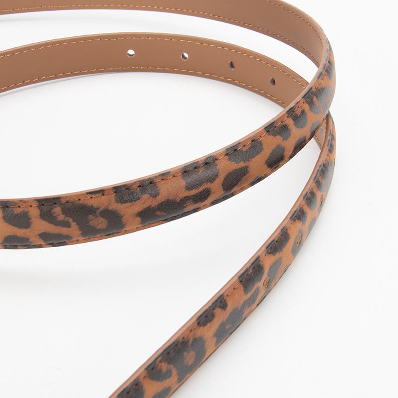 Genuine Leather Women's Belt Retro Alloy Pin Buckle Fashionable Leopard Leather Pattern Belt Decorative Belt for Women