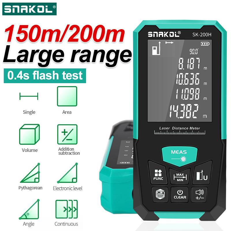 Snakol Laser Distance Meter 150M/200M Profesional Laser Tape Measure Rangefinder Trena Roulette Ruler Range Finder USB Charging