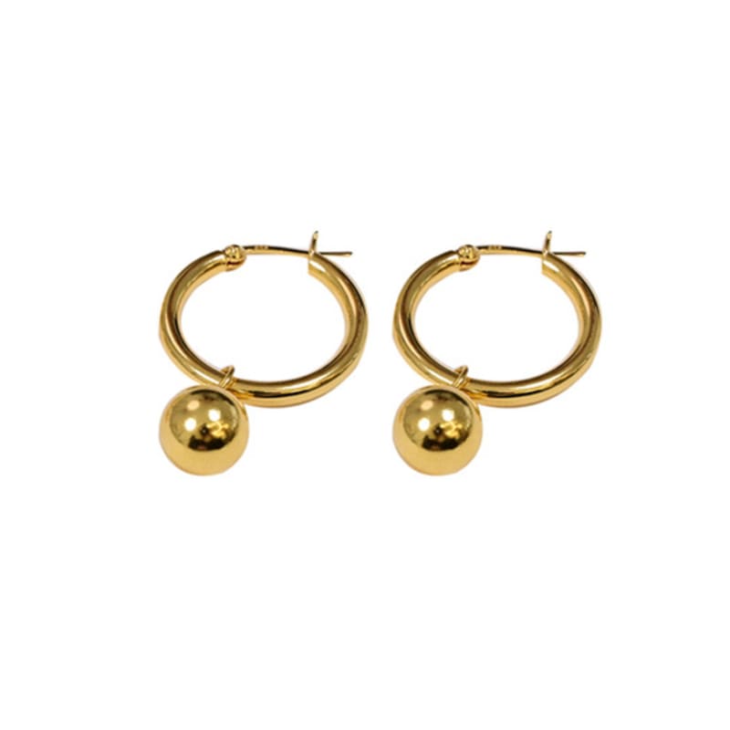 LAYERMOOD 24 Gold two way ball ring Earring -silver925