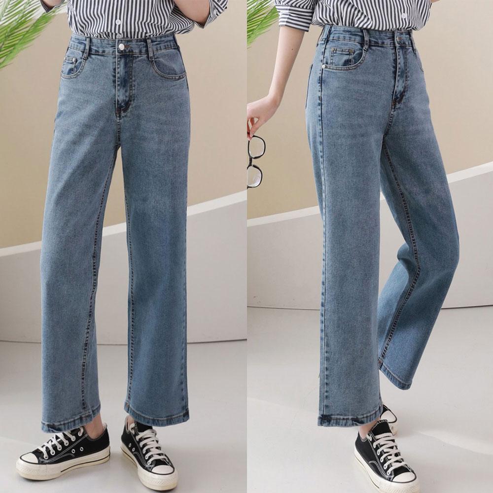 KIM YOUNG JOO GOLF Spring/Autumn Semi-Wide Washed Denim Spandex Back Elastic Women'S Golf Jeans Dpslsl39