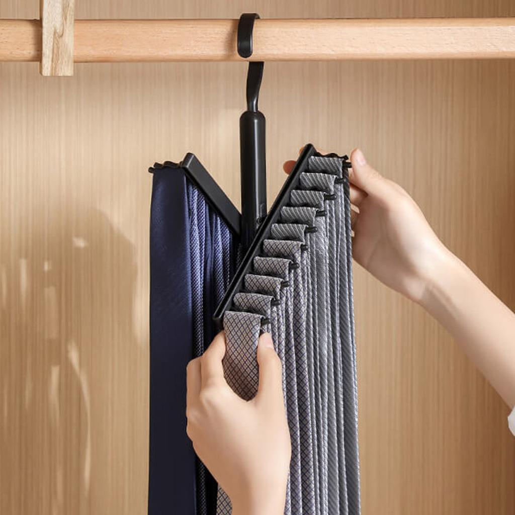 Экономящая место стойка-органайзер для галстуков на 20 ячеек Эффективная вешалка для галстуков с 20-позиционной стойкой для уборки в шкафу без беспорядка