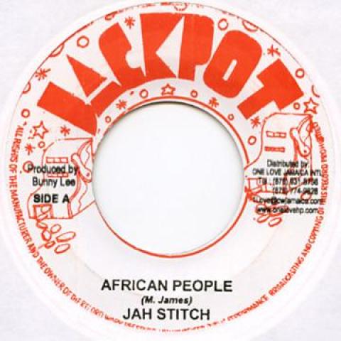 7-дюймовая пластинка JAH STITCH - African People Jackpot 1977 Ямайка Регги, Ска и Даб